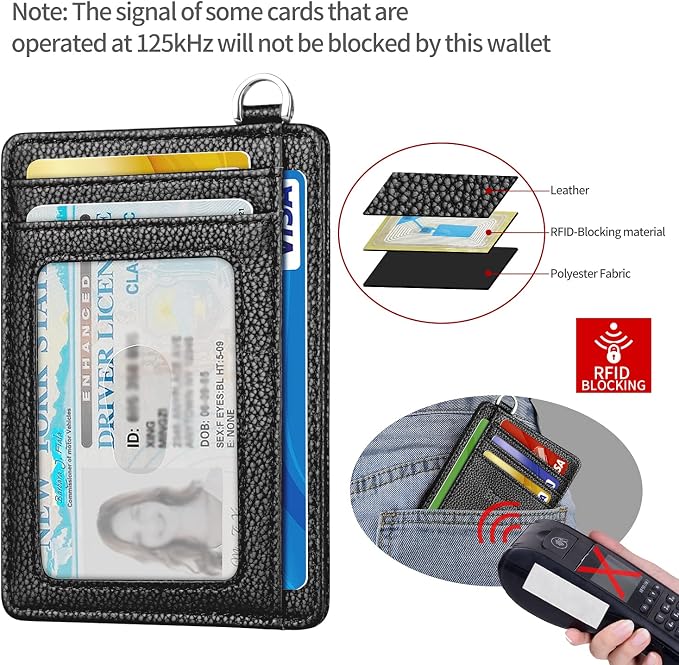 Slim Minimalist Front Pocket Wallet, RFID Blocking Credit Card Holder Wallet with Detachable D-Shackle for Men Women