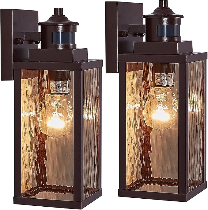 2 Pack Bronze Motion Sensor Outdoor Wall Lights,Updated Dusk to Dawn Outdoor Lighting, Exterior Light Fixtures Wall Mount,Waterproof Porch Light Outside Lights for House