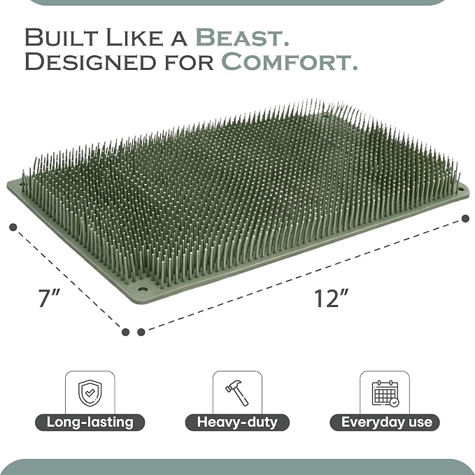 Backscratcher – Extra-Large Wall-Mounted Back Scratcher for Men & Women with Firm Yet Flexible Bristles – Hands-Free Relief for Back, Head, Shoulders - Shirt Off Comfort - Green