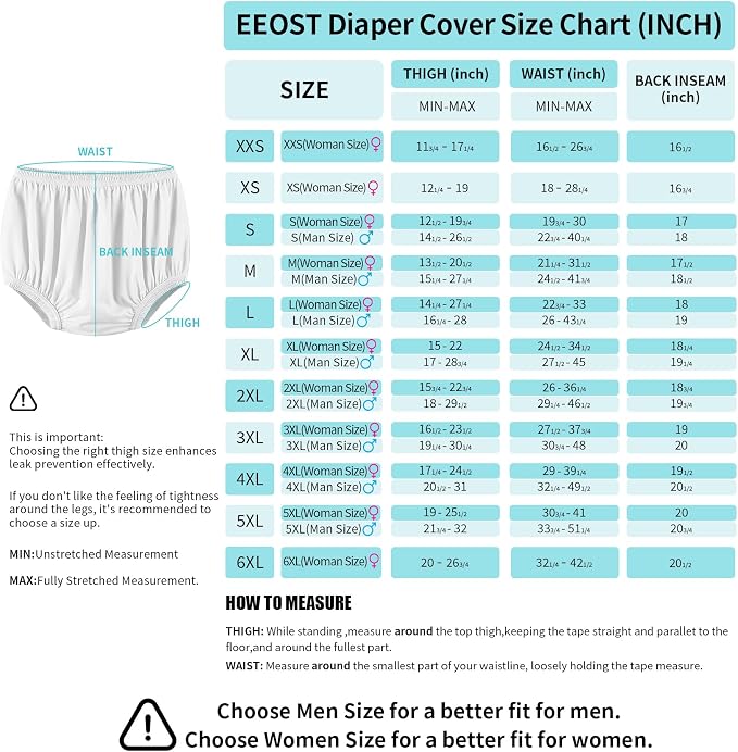 Adult Diaper Cover for Incontinence Noiseless Leak-Protection Underwear Plastic Pants Over Diapers Waterproof Rubber Pants (White, S(Men Size))