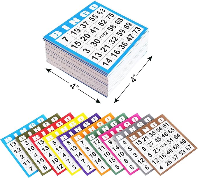 Yuanhe Bingo Game Cards Disposible – 1 Card 10 Sheets – 50 Books -10 Colors for Large Groups