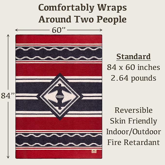 Chubbuck 100% Wool Blanket Camping (60" x 84") - Large Warm Blankets for Camping, Emergency, Outdoor Concerts and Home Use - Fire Retardant Blanket, Soft and Warm Blankets for Winter (Navigator)