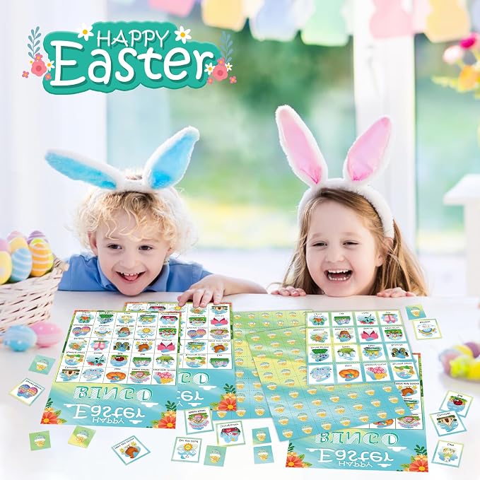 OHOME Easter Bingo Games for Kids | Easter Crafts Toys for Boys Girls Adults Teens,Classroom Activities Gifts Party Favors - Easter Basket Stuffers (24 Players)