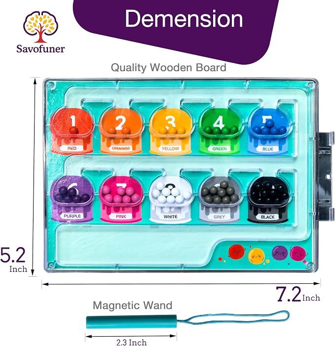 Memory Games for Seniors, Dementia Activities Alzheimer Product for Elderly | Wooden Handhold Easy Magnetic Color & Number Activities for Parkinson Patients, Memory Care Cognitive Puzzle Matching Board