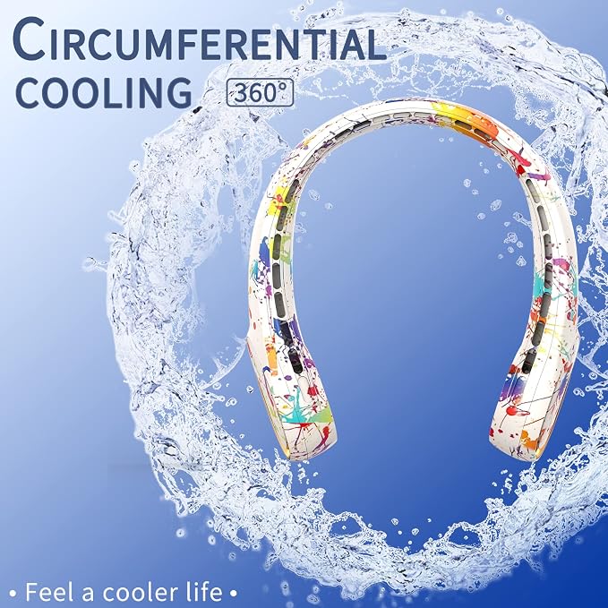 FrSara Neck Fan, Portable Personal Fan Strong Wind, 4000mAh, Air Volume,360° Cooling, No Hair Twisting, Air Volume On 2 Sides, Non-Slip, Quick Charge, Long Use Time, Gift for Women, Men, Birthday