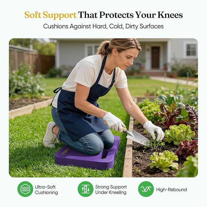 Grenebo 2-Pack Kneeling Pads, Extra Thick NBR, 17.3 x 11 x 1.6 in, Purple | Soft NBR Foam Cushion for gardening kneeling pad use, Knee pad support for Gardening, Baby Bathing, Exercise and Work