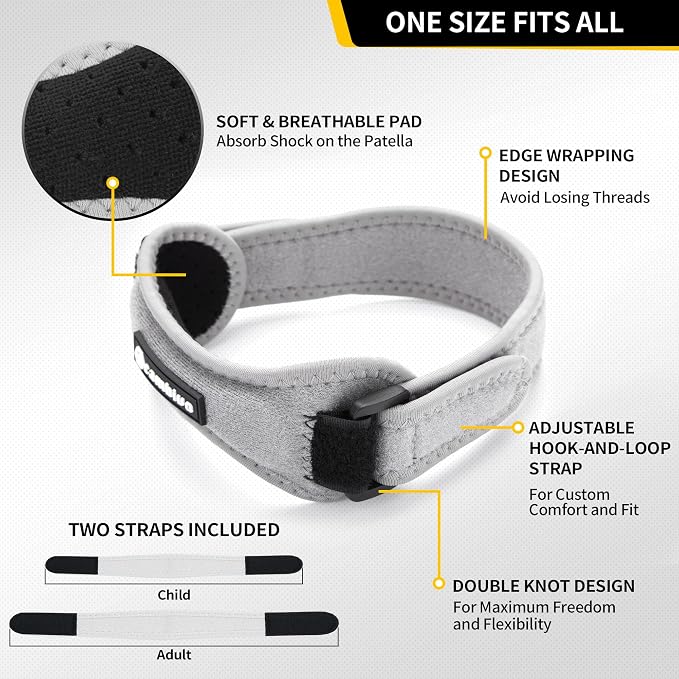 CAMBIVO 2 Pack Patella Tendon Knee Straps, Knee Brace for Women & Men with Extra Straps, Patella Bands for Pain Relief, Osgood Schlatter, Jumper’s Knee, Tendonitis, Running, Basketball, Volleyball