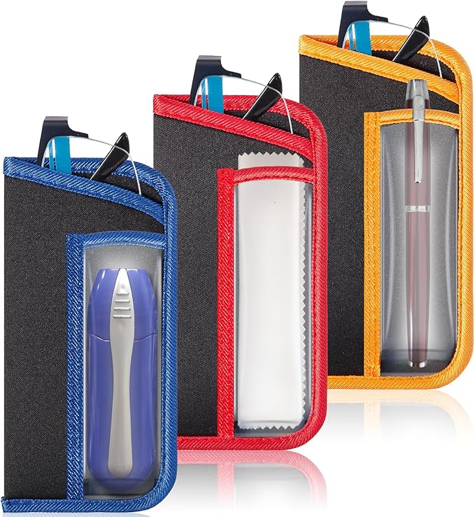 TRIUMPH VISION Reading Glasses Pouch Eyeglass Sleeve Soft Case Slim 3 Pack | Alternative to Bulky Case Lightweight，Neoprene Lined Padded Protect Optical lens Slip in, Cute Pattern Portable for Daily Use