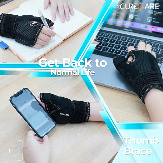 New Updated Thumb Brace for Women and Men, Reversible Trigger Thumb Splint for Day & Night Support, Breathable Thumb Stabilizer for Arthritis, Tendonitis, Sprains Thumb Pain Relief (Black)