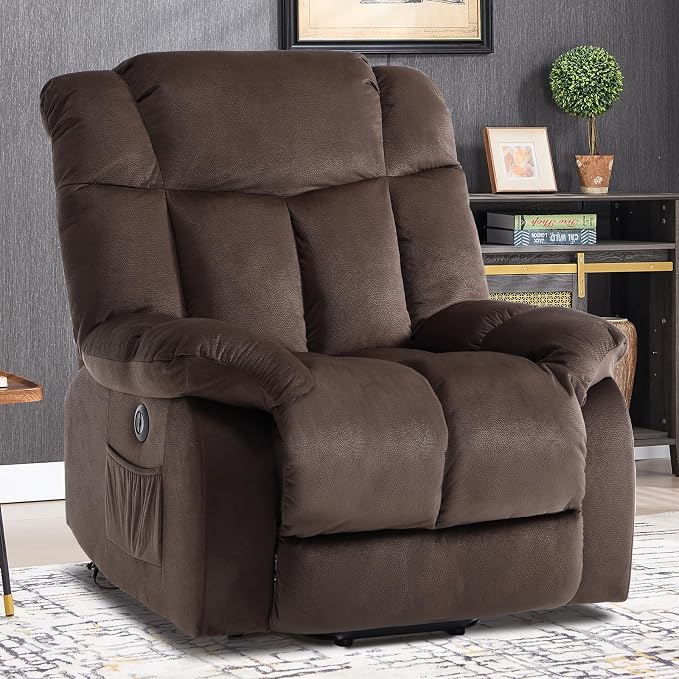 Power Lift Electric Recliner Chair for Elderly- Heavy Duty and Safety Motion Reclining Mechanism-Antiskid Fabric Sofa for Living Room, Chocolate