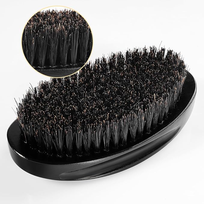 Wave Brush for Men - Made with Beech Mix Nature Boar Bristle - Smoothing Hair Brush for All Hair Types, Restores Shine and Waves