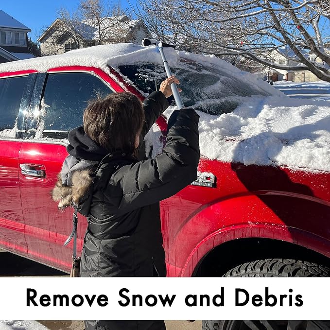 6 ft Truck Cargo Retriever | Includes Cargo Net Organizer Plus Vehicle Debris and Snow Broom | Heavy Duty Grabber Reach Tool - 110 Pound Pull | Rust Resistant Aluminum and Stainless Steel