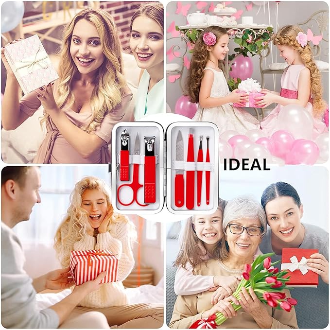 Valentine's Day Gift for Women Manicure Kit for Women Men Manicure Set Nail Clipper Set Toe Finger Travel Nail Clippers Kit Personal Care Tools with Travel Case Manicure Tool Grooming Kit Gifts