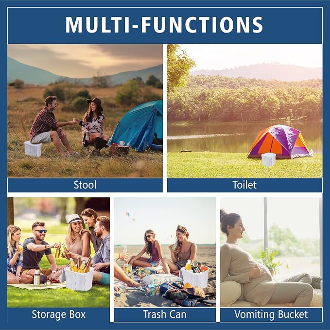 Hapoon XL Portable Toilet for Adults & Kids, Extra Large Camping Toilet | XL Portable Folding Toilet with Lid,Travel Portable Potty for Adults,Porta Potty Car Toilet, Portable Bathroom for Outdoor