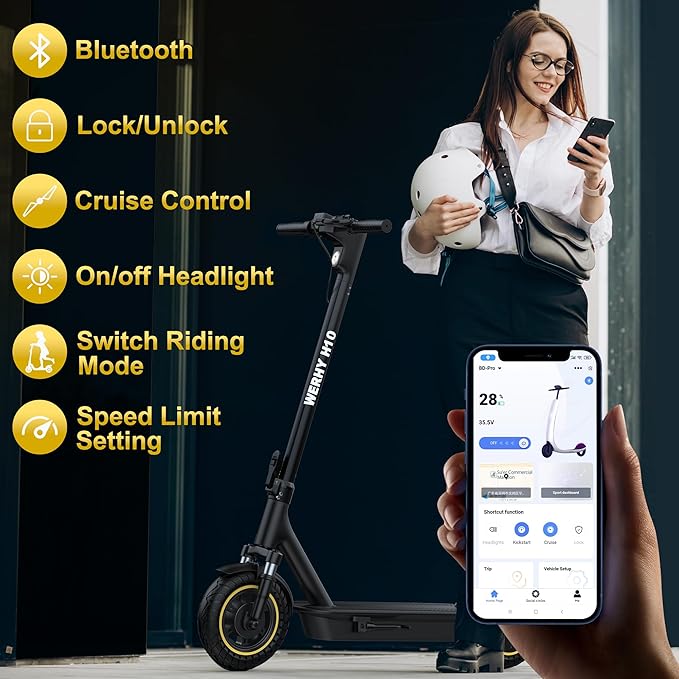 Electric Scooter, 10"/8.5" Solid Tire, 500W/350W Powerful Motor & 19/22 MPH Top Speed, 28/25/22/16 Miles Long Range, Folding E Scooter with Dual Braking for Teens and Adults