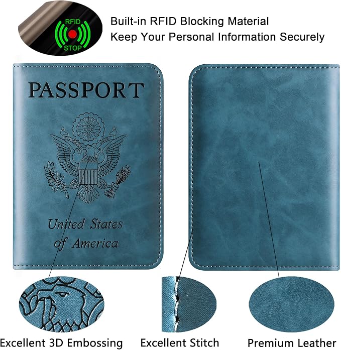 LOHASLIFE Passport Holder for Travel Essentials, Passport Cover Wallet | Leather Rfid Blocking Card Case, Travel Accessories, Vacation Luggage Must Haves, for Men Women