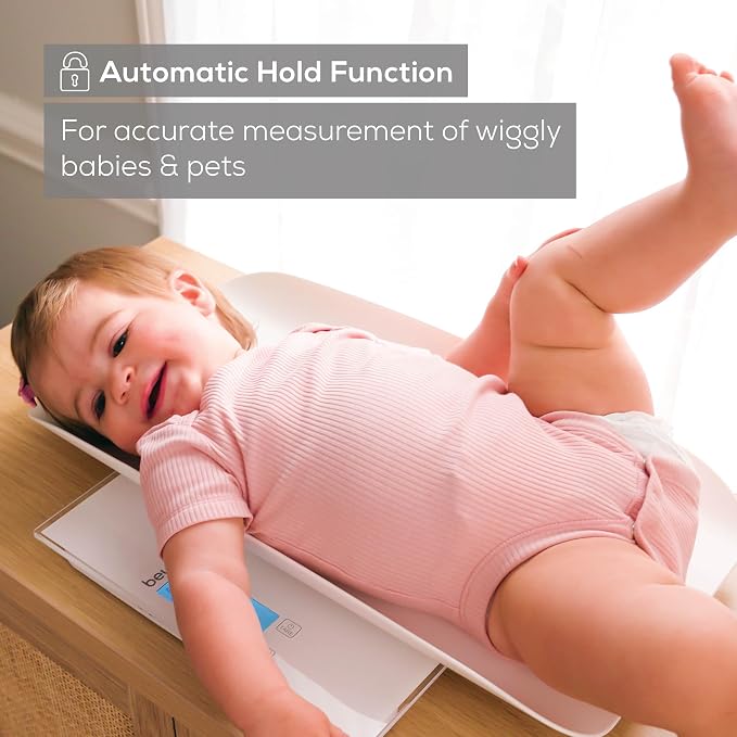 Beurer BY82 Multifunctional Baby Scale for Babies, Pets, Kids, & Adults up to 396lbs, Measures in 4 Units with Backlit Digital Display & Hold Function for Accuracy, Pet Scale for Cats and Dogs