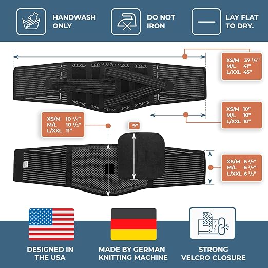 ORTONYX Back Brace for Lower Back Pain, Back Support Belt for Women & Men, Breathable Lower Back Brace with Lumbar Pad, Lower Back Pain Relief for Herniated Disc, Scoliosis, Sciatica/Black XS-M