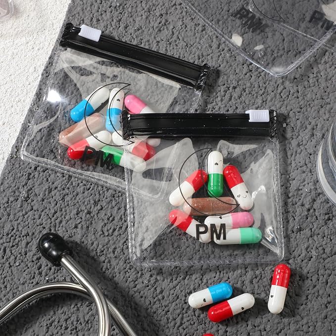 Sherr 70 Pcs Pill Pouch Bag,Slide Lock Medicine Bag for Travel,Vivid Style