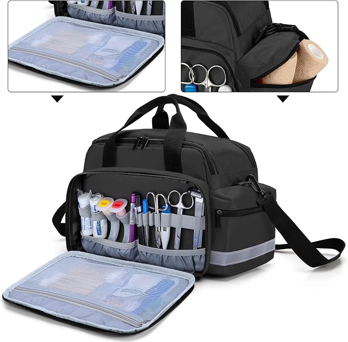Trunab Home Health Nurse Bag Medical Bag Organizer with Handle | with Shoulder Strap for Home Visit, Travel, Nursing Student