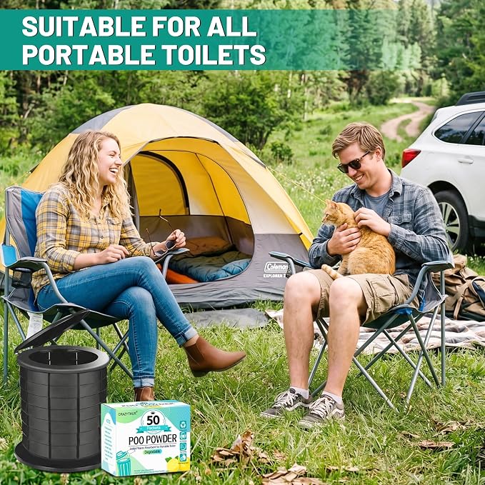 Poo Powder for Portable Toilet Gel Powder, Camping Toilet Gel | Pee Powder, Eco Toilet Gel for 650ml Urine/10g, Toilet Gel Powder for Outdoor Camping and Hiking