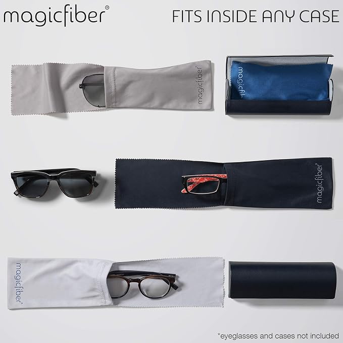 MagicFiber Ultra-Soft Microfiber Glasses & Sunglasses Pouch Case (4 Color Pack) Slim Eyeglass & Sunglass Sleeve with Built‑in Cleaning Cloth, Eye Glass & Sun Glass Wrap for Eyewear, Phone, Men, Women