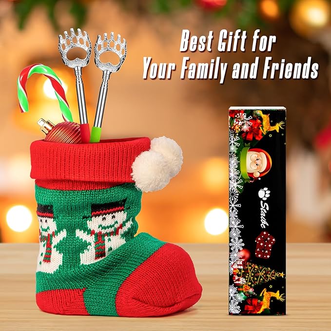 Back Scratcher, Telescopic Bear Claw Back Scalp Scratchers Massager with Soft Rubber Handles, Stocking Stuffers Gifts for Men Women Adults, Portable Hand Massage Tool for Human and Pets(2 Pack)