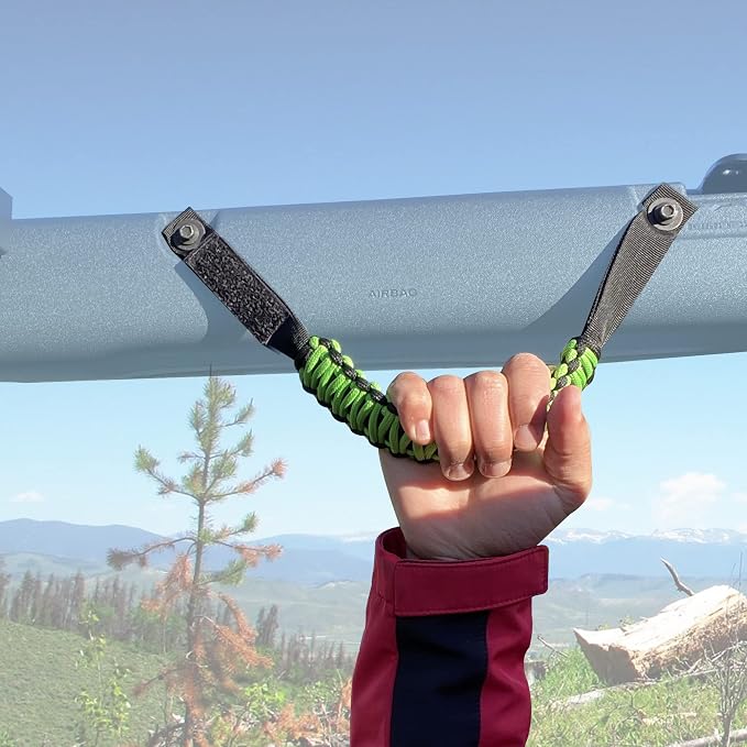 sukemichi Roll Bar Grab Handles for 2021-2026 Ford Bronco 2/4 Door,Green | Paracord handles grab,Fits Bronco 2021-2026 hard & soft top,Off-road safety grip handle,Work with airbag,Not for Sport,4 Pack