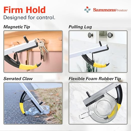 Sammons Preston Reacher, 32" Lightweight Grabber Reacher Tool with Magnetic Tip, Ergonomic Grip & Claw Jaw, Portable Reaching Aid for Seniors, Daily Living & Home Use, Standard Silver
