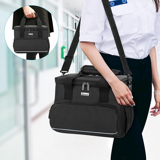 Trunab Insulated Medical Bag with Dividers, Medicine Pouch, Black | Empty Bag for Custom Setup, Ideal for Home, Travel and Camping