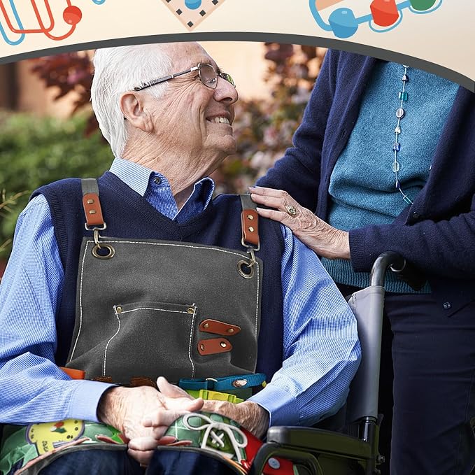 Shyyween Fidget Apron for Elderly Fidget Blanket for Dementia Alzheimer's Therapy Activity Apron Anxiety Relief supplies(Grey)