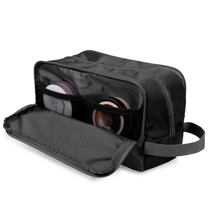 WANDF Travel Toiletry Bag for Men, Small Dopp Kit for Toiletries | Water-Resistant Fabric, Travel Bag for Toiletries, Compact Storage, Shaving Accessories, Weekend Trips