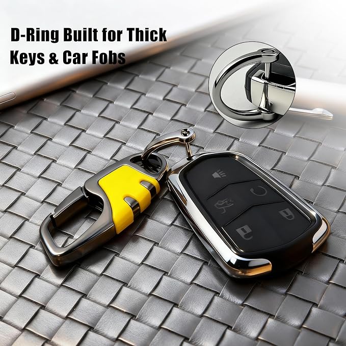 Keychain Carabiner Clip,Heavy Duty Belt Loop Car Key Ring Holder | Durable metal build, mens EDC accessory, 4 key rings, secure locking D-ring, fits belt loops, holds home, car key fobs