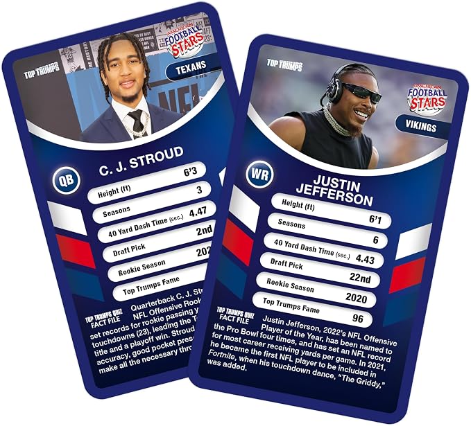 Top Trumps Card Game American Football Stars - Family Games for Kids and Adults - Learning Games - Kids Card Games for 2 Players and More - Kid War Games - Card Wars - for 6 Plus Kids