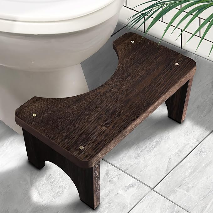 Wood Toilet Stool Squat Adult, Poop Stool for Bathroom Adults, Portable Toilet Potty Stools for Adults, 7 Inch Height