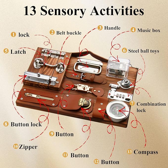 Fidget Busy Board for Adults with Dementia, Engaging Alzheimers Activities & Tactile Stimulation, Dementia Activities for Seniors, Thoughtful Gift for People with Alzheimer's