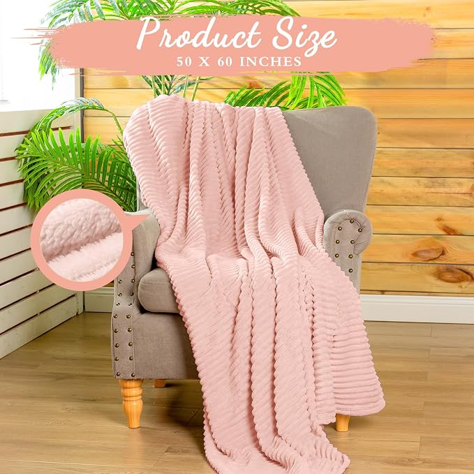 Buryeah 12 Pcs Flannel Throw Blanket Bulk 50 x 60 in Sleepover Blanket Outdoor Wedding Throw Lightweight, Oeko-tex Standard 100 Certified for Sofa Homeless Gifts (Pastel Pink)