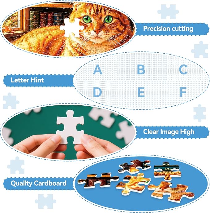 300 Piece Jigsaw Puzzle for Kids & Adults – Cozy Cat Reading Room Scene with Open Book, Vintage Library, Autumn Window View & Warm Home Decor, Family Puzzle Gift for Boys Girls Ages 8+, 20.5 x 15 in