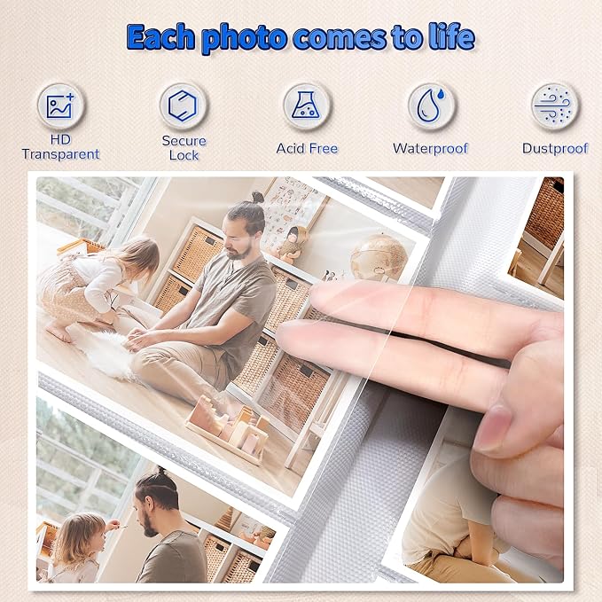 Artfeel Photo Album 4x6 with 1000 Pockets,Slip-in Picture Albums,Linen Cover Memory Book with Front Window,White Page Vertical Photo Book for Wedding,Family,Anniversare,Baby,Vacation