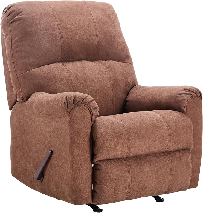 Rocker Recliner Chair for Adults Set of 2,Manual Recliner Chair with Overstuffed Backrest and Armrests, Soft Fabric Manual Rocking Reclining Sofa for Living Room,Brown