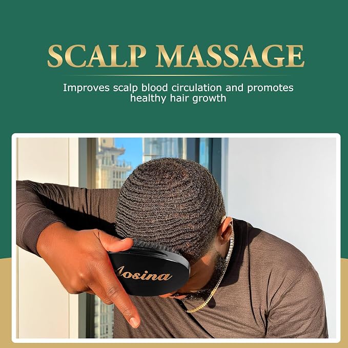 Wave Brush for Men - Made with Beech Mix Nature Boar Bristle - Smoothing Hair Brush for All Hair Types, Restores Shine and Waves