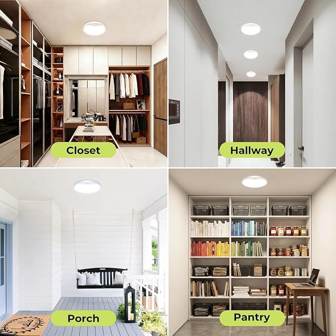 hepside 8.7Inch Motion Sensor Ceiling Light Wired, 3000K/4000K/6500K LED Flush Mount Ceiling Light Fixture,18W Motion Sensor Light Indoor with Timer for Closet Stair Porch Hallway Pantry,White