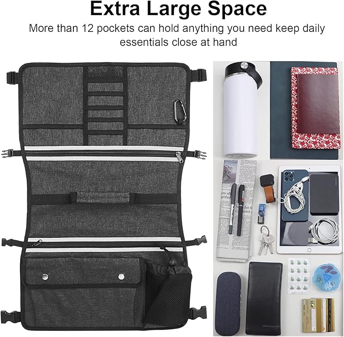Wheelchair Storage Bag, Double-Sided Armrest Pouch with Cup Holder and Reflective Strip, for Wheelchairs and Walkers (Black)