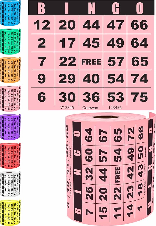 250 Bingo Cards, Large 4.5 x 4.5 Inch, Pink, Paper Bingo Sheets | 8 Color Options, Premium Cardstock, Disposable with Daubers or Reusable with Chips — Proudly Made in USA