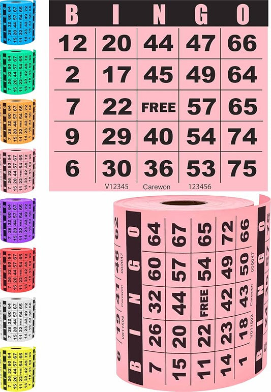 250 Bingo Cards, Large 4.5 x 4.5 Inch, Pink, Paper Bingo Sheets | 8 Color Options, Premium Cardstock, Disposable with Daubers or Reusable with Chips — Proudly Made in USA