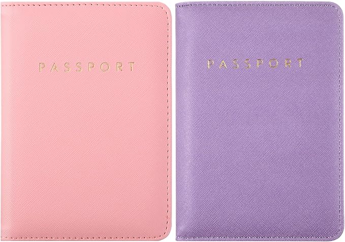 2 Pcs Passport Cover Holder for Travel Waterproof Leather Passport Wallet Case Book Travel Cruise Essentials for Women Men | 2 Pieces