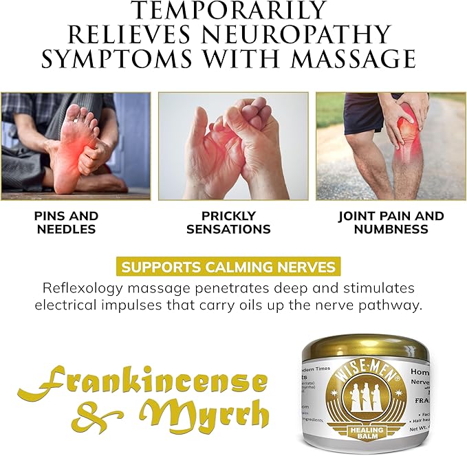 Wise Men Healing Balm with Myrrh and Frankincense Essential Oils for Neuropathy, Sciatica and Nerve Pain Massage and Skin Moisturizing (Pack of 2)