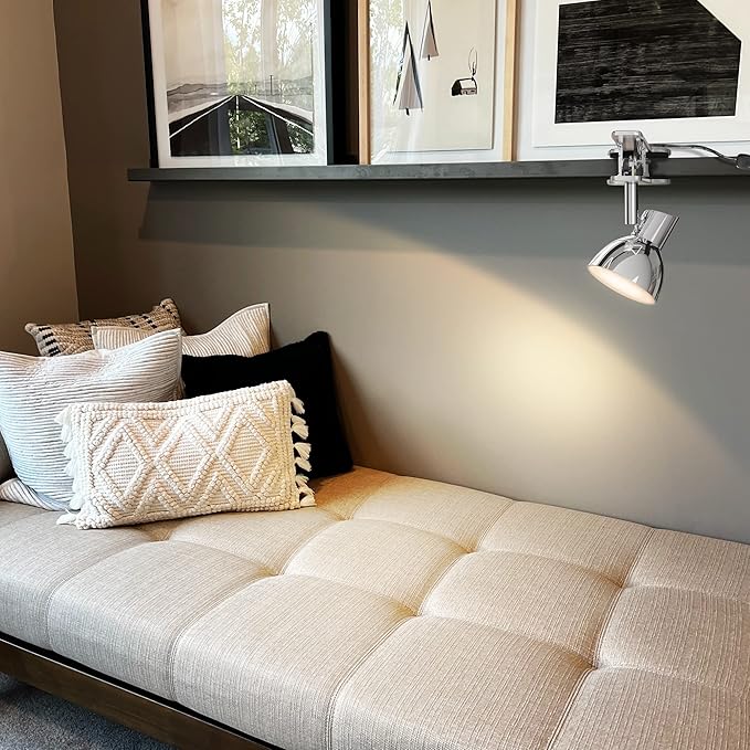 LED Clamp Light,5W Super Bright Desk Lamp, 330° Rotation Small Lamp with Clamp on Desk/Table/Bed Headboard/Cupboard Home Lighting, Modern and Save Space Illumination Powerful Lamp Silver