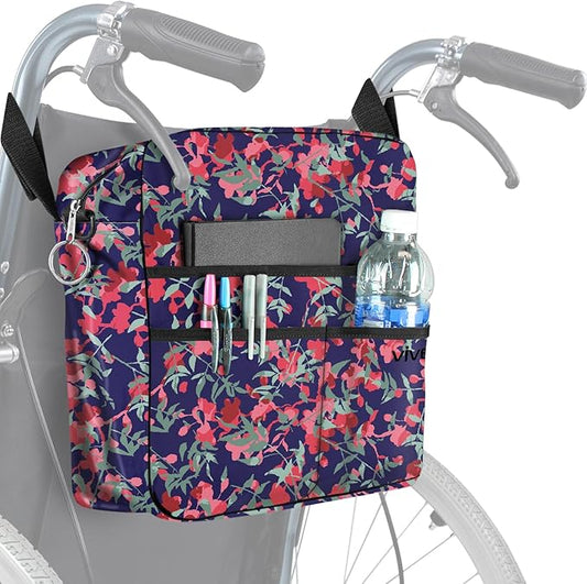 Vive Wheelchair Bag - Machine Washable, Double-Stitched, Water-Resistant Accessory Backpack for Rollators, Wheel Chairs, Walkers - Pouch with XL Pockets & Straps for Quick Installation