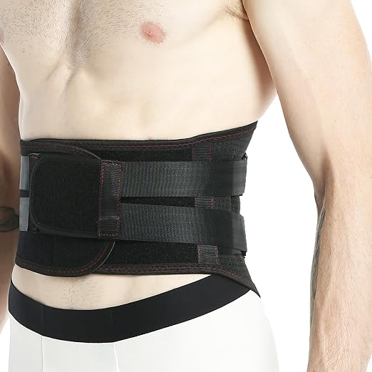 NeoTech Care Back Belt Support for Men or Women - Breathable & Adjustable Lower Back Brace - Double Pull Compression Straps (Black, Size XL)